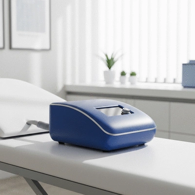 Modern low-level laser therapy device on a clean clinic table