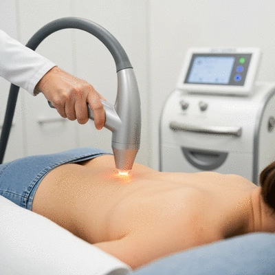 Erchonia laser device in use on a patient's back
