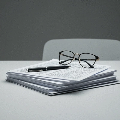 Stack of medical regulatory documents and FDA forms on a desk