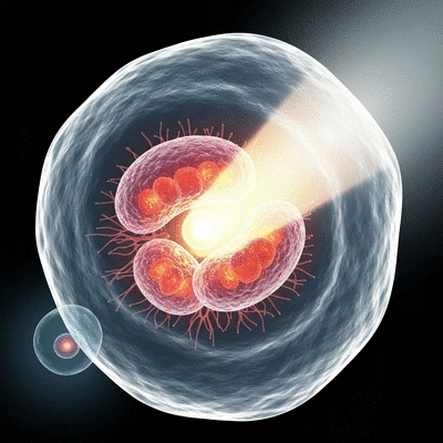 Diagram illustrating photobiomodulation at a cellular level