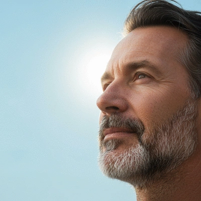 Close-up of a person's hand receiving light therapy from a low-level laser device, illustrating photobiomodulation and healing