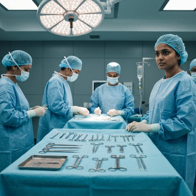 Low-level laser device being applied to a patient's back for pain relief