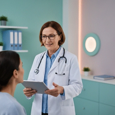 Doctor explaining treatment options to a patient, medical consultation